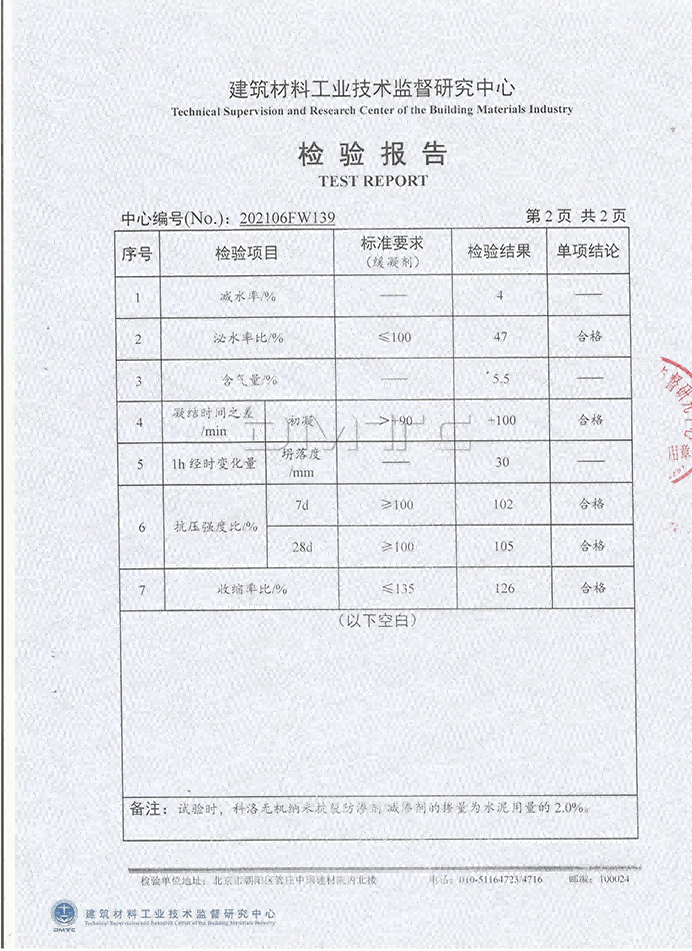 液態無機納米防滲劑報告主要參數